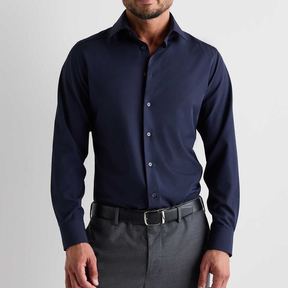 NWT Quince Performance Stretch Wrinkle-Free Slim Dress Shirt Navy Mens Size M